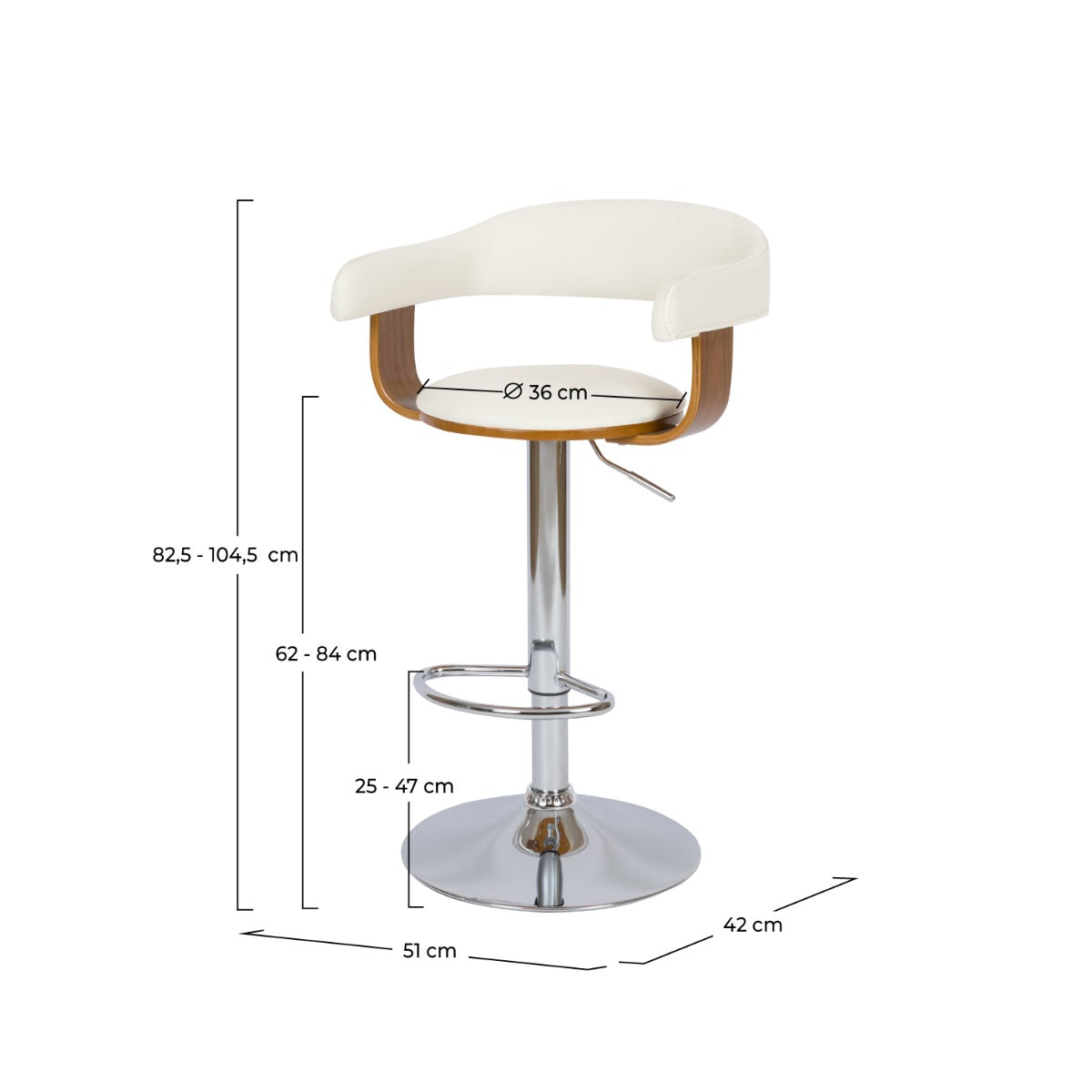 Harold - Adjustable And Swivel Bar Chair In White Synthetic Leather