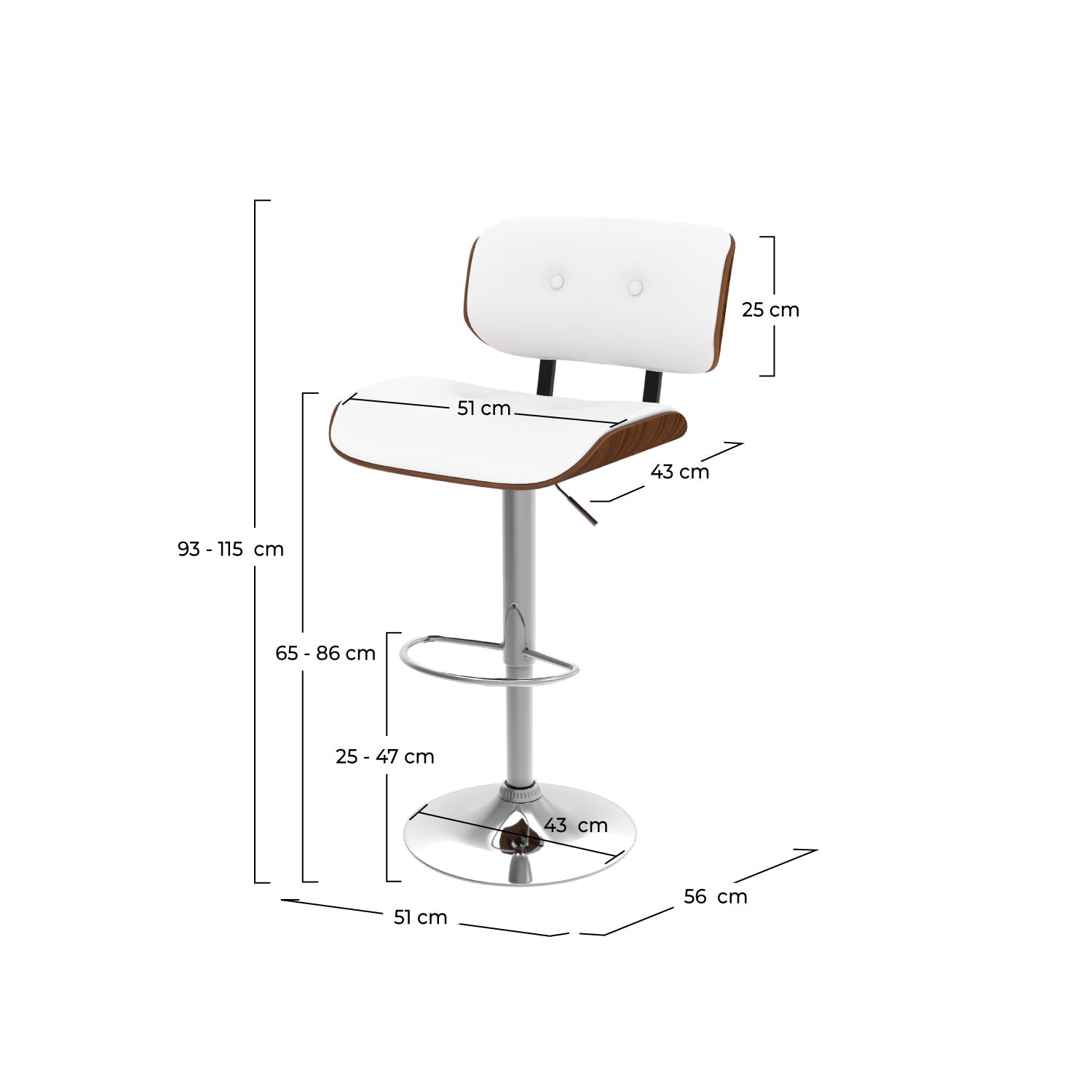 Melchior - Chaise De Bar Réglable En Pu Blanc