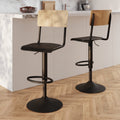 Clem - Set of 2 Adjustable Bar Chairs in Light Wood and Black