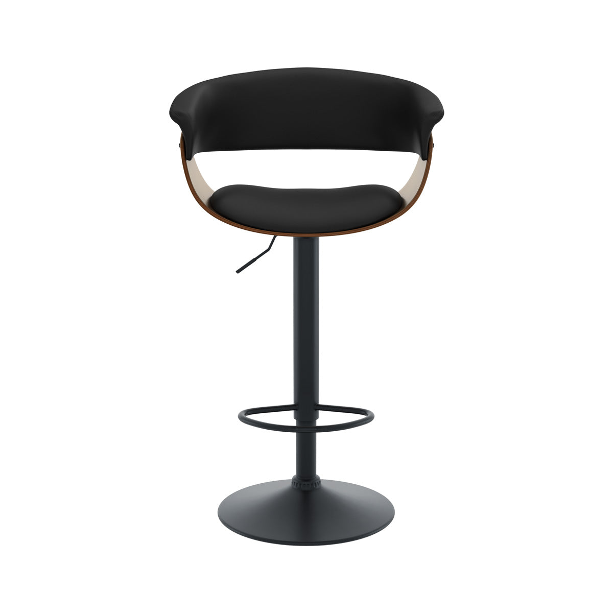 Basile - Chaise De Bar Réglable Et Pivotante En Cuir Synthétique Noir