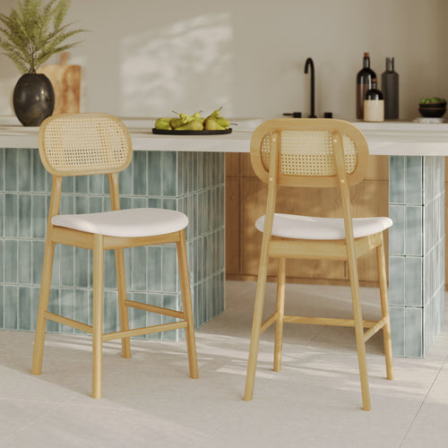 Maria - Set of 2 Central Island Chairs in Beige Fabric