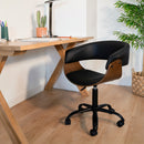 Basile - Chaise De Bureau Pivotante Sur Roulettes En Bois Et Pu Noir