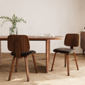 Flow - Set of 2 Chairs in Walnut Veneered Wood and Black Pu