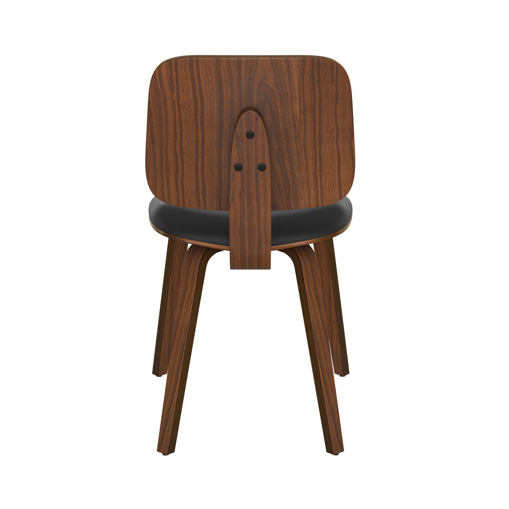 Flow - Set of 2 Chairs in Walnut Veneered Wood and Black Pu