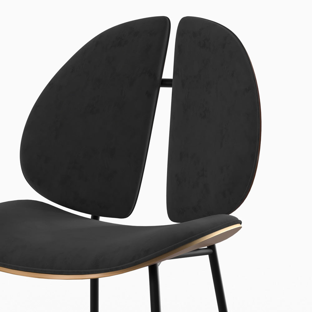 Coccinelle - Silla de terciopelo negro y madera de nogal