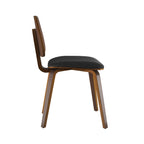 Flow - Set of 2 Chairs in Walnut Veneered Wood and Black Pu