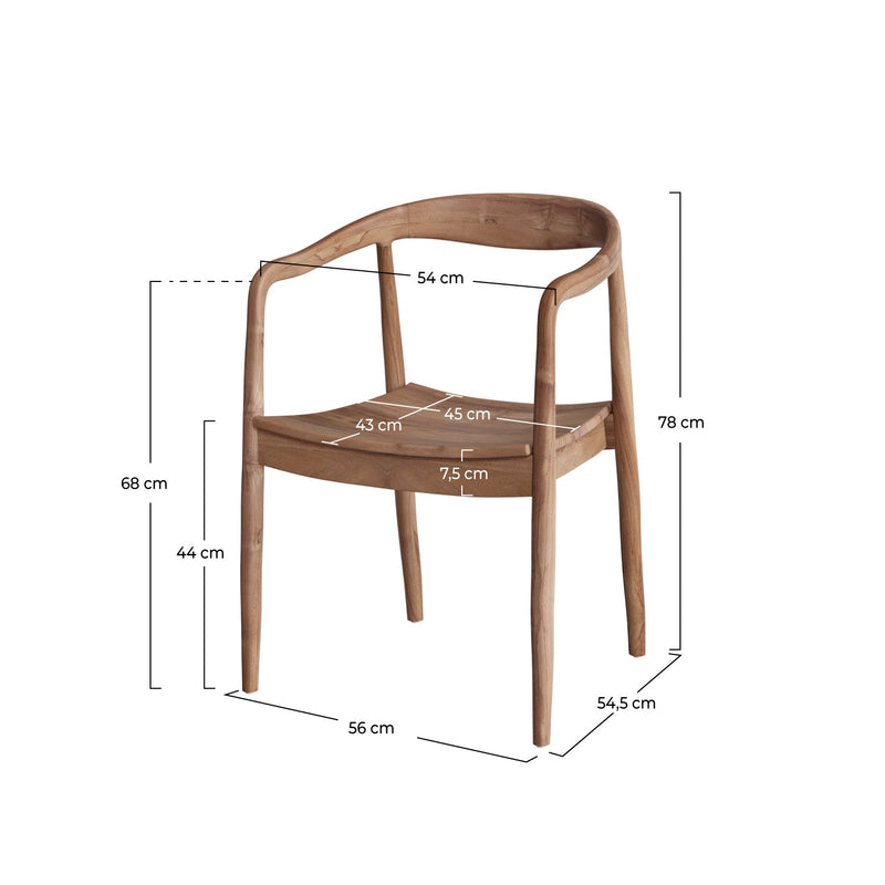 Lombok - Chaise En Bois De Teck Biseauté