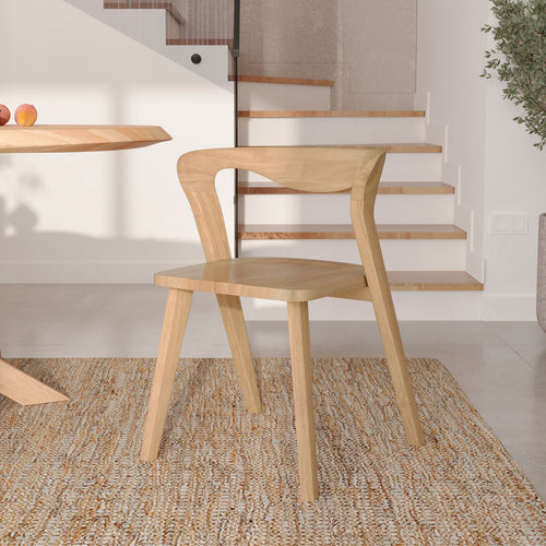 Vega - Chaise En Bois D'Hévéa Clair, Dossier Courbé