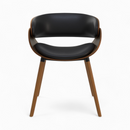 Polo - Chaise En Cuir Synthétique Noir Et Bois Plaqué Noyer