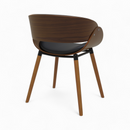 Polo - Chaise En Cuir Synthétique Noir Et Bois Plaqué Noyer