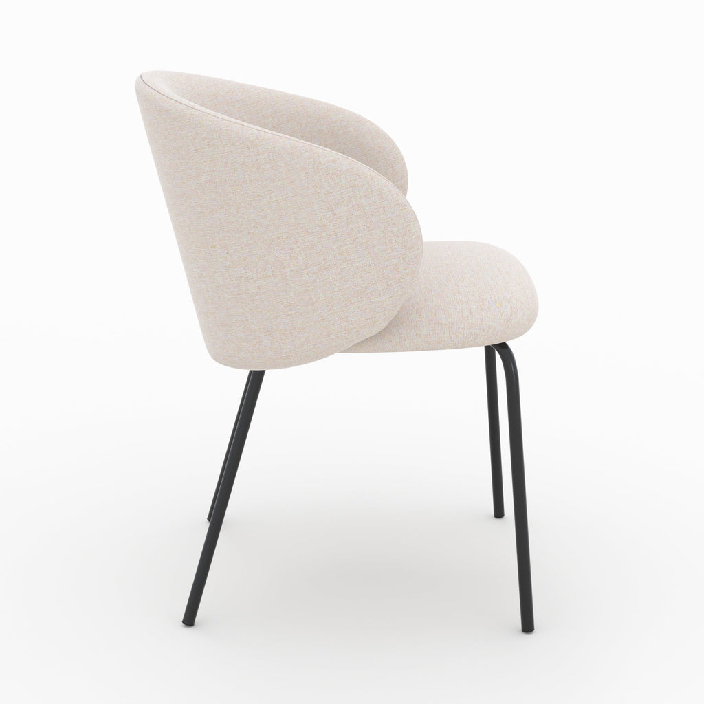 Victoria - Lot De 2 Chaises En Tissu Beige Et Pieds En Métal Noir