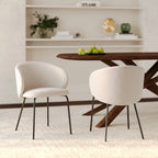 Victoria - Lot De 2 Chaises En Tissu Beige Et Pieds En Métal Noir