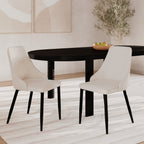 Pipo - Set of 2 Chairs in Beige Fabric and Metal Legs