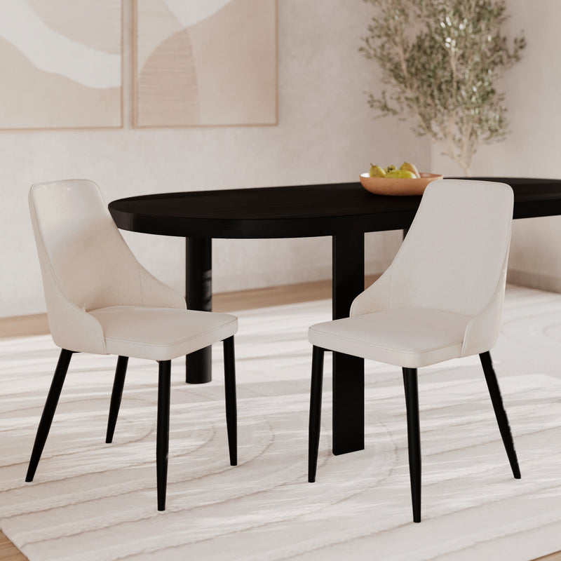 Pipo - Lot De 2 Chaises En Tissu Beige Et Pieds En Métal
