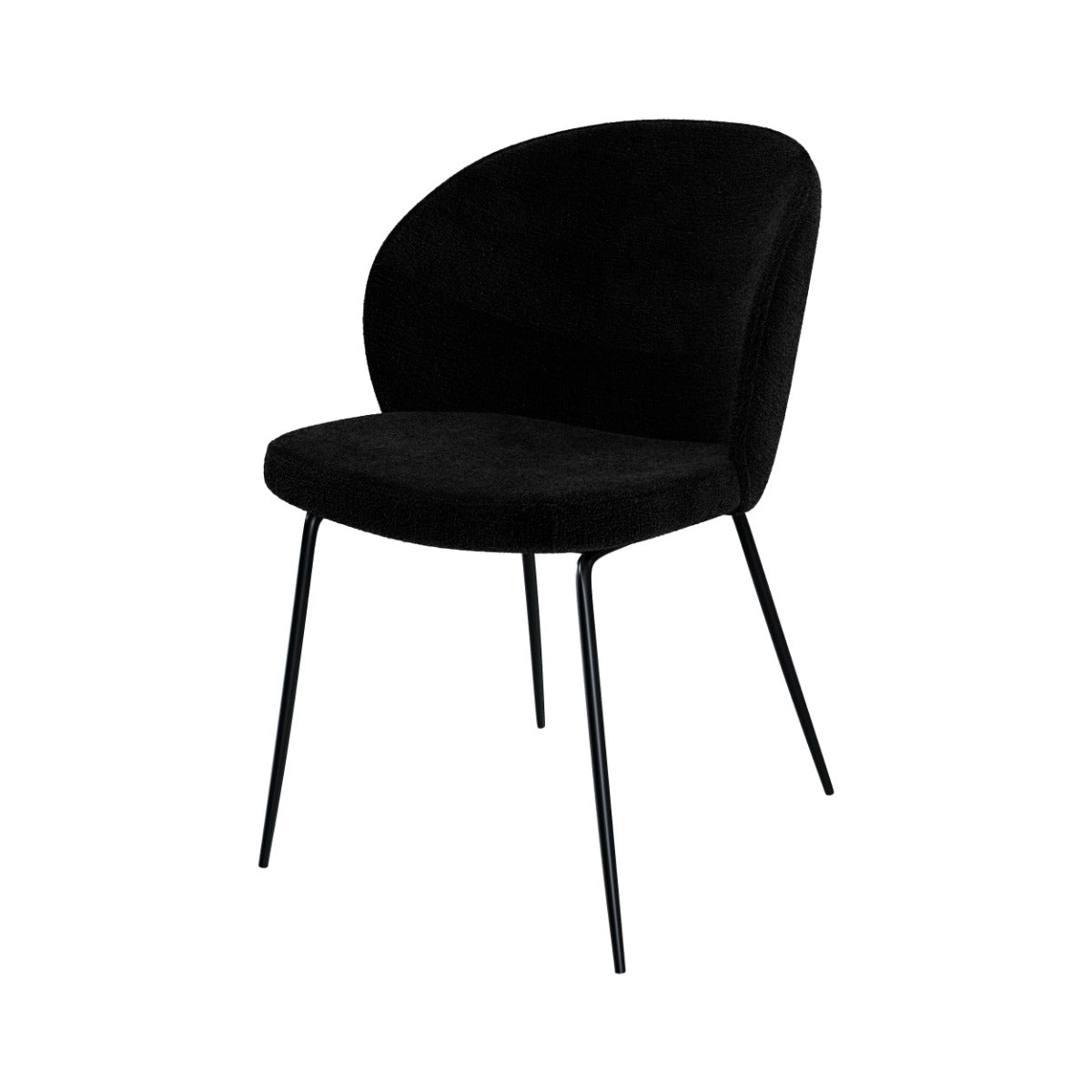 Groom - Lot De 2 Chaises En Tissu Bouclé Noir Et Pieds En Métal
