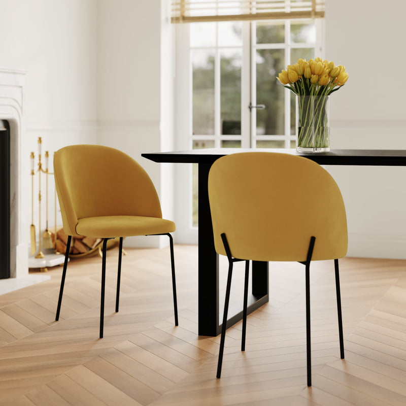 Karl - Lot De 2 Chaises En Velours Jaune Moutarde