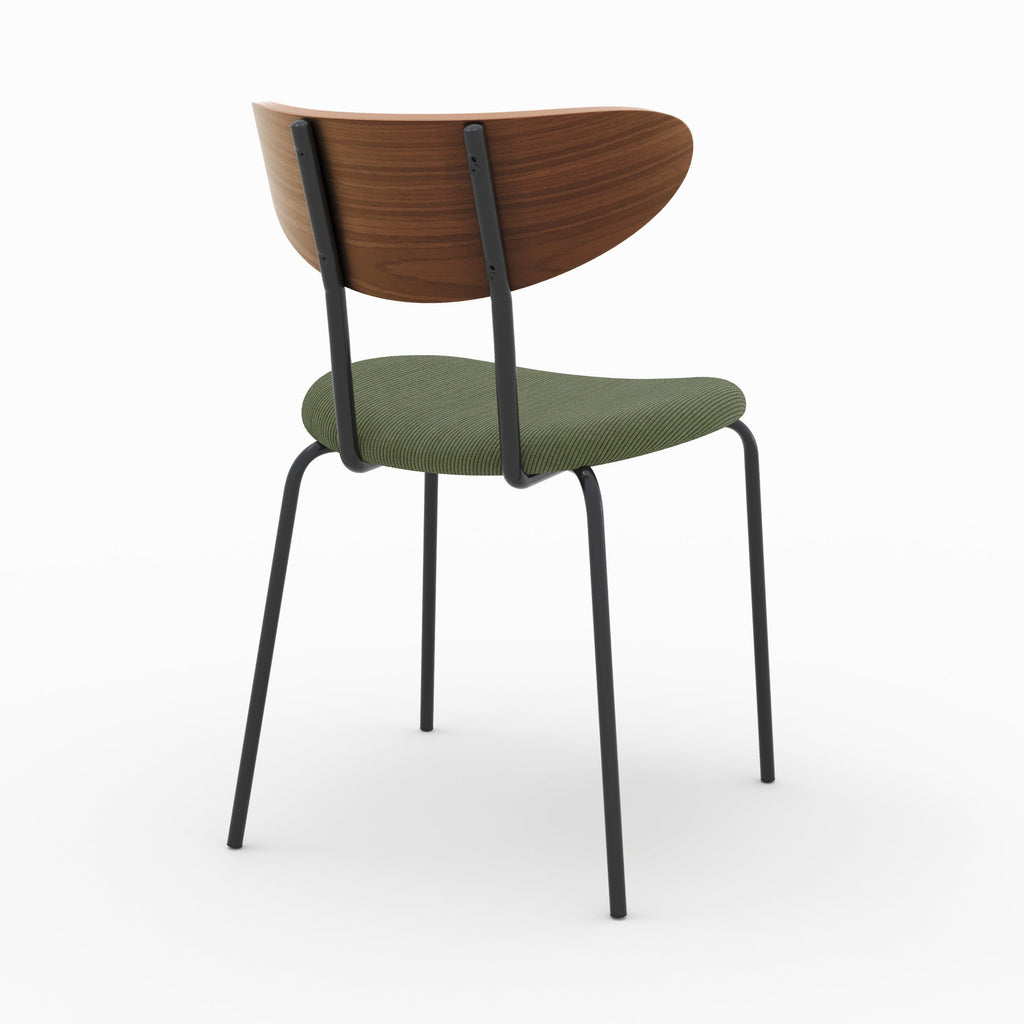 Jade - Set of 2 Chairs in Khaki Green Corduroy and Walnut Back