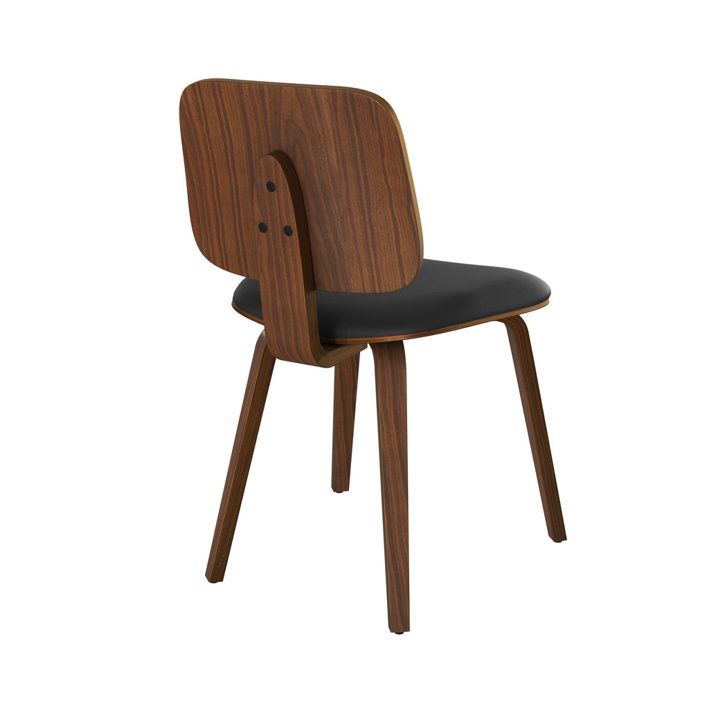 Flow - Set of 2 Chairs in Walnut Veneered Wood and Black Pu