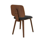 Flow - Set of 2 Chairs in Walnut Veneered Wood and Black Pu