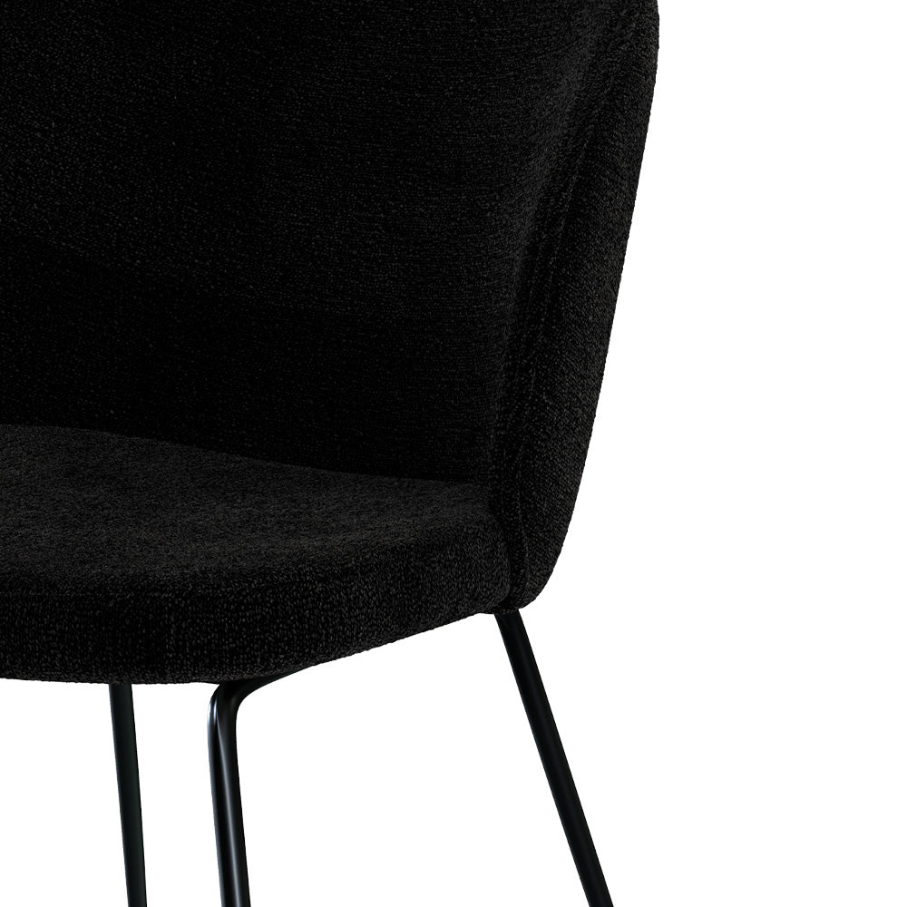 Groom - Lot De 2 Chaises En Tissu Bouclé Noir Et Pieds En Métal