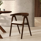 Hawa - Chair In Dark Rubberwood And Cream Bouclé Fabric