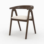 Hawa - Chair In Dark Rubberwood And Cream Bouclé Fabric