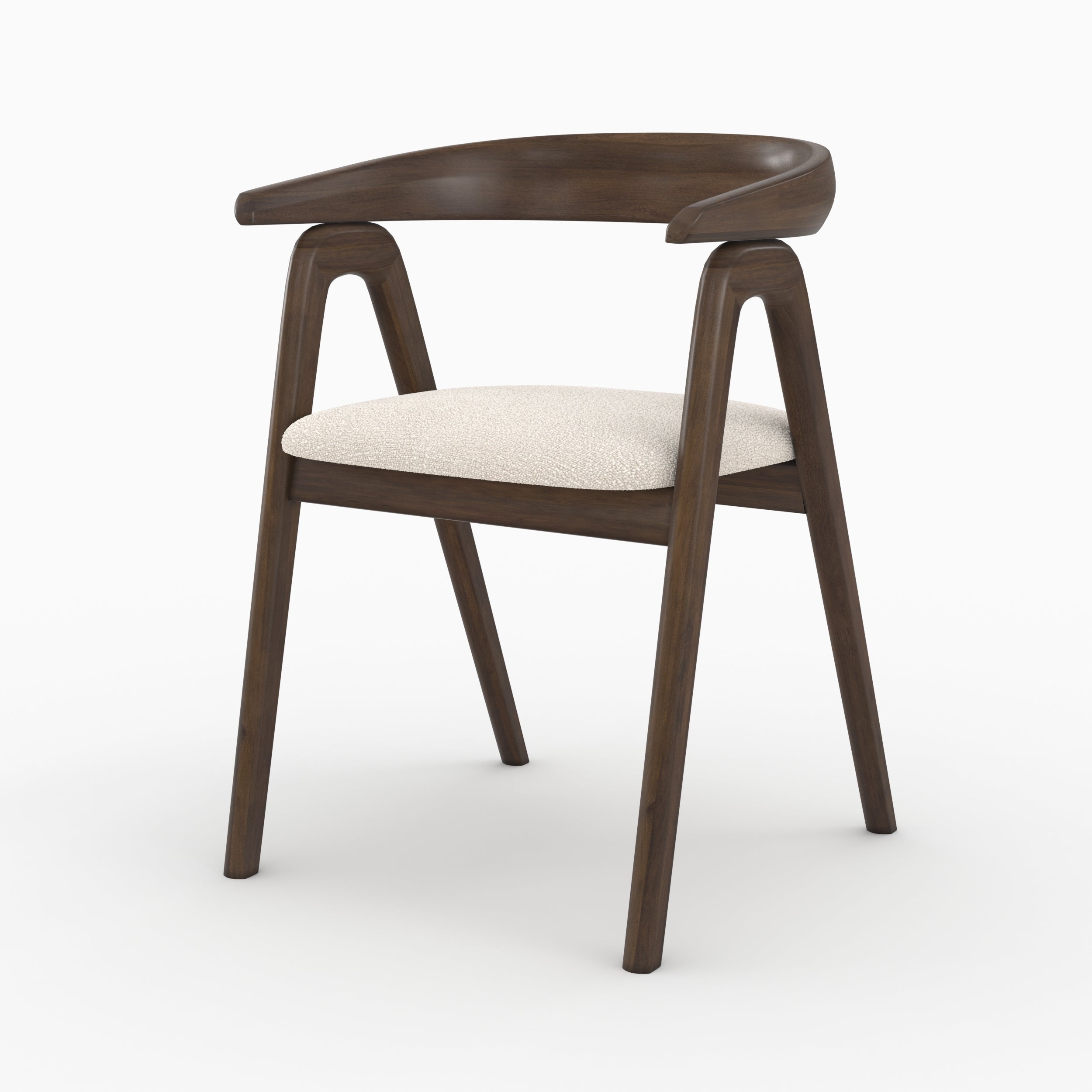 Hawa - Chair In Dark Rubberwood And Cream Bouclé Fabric