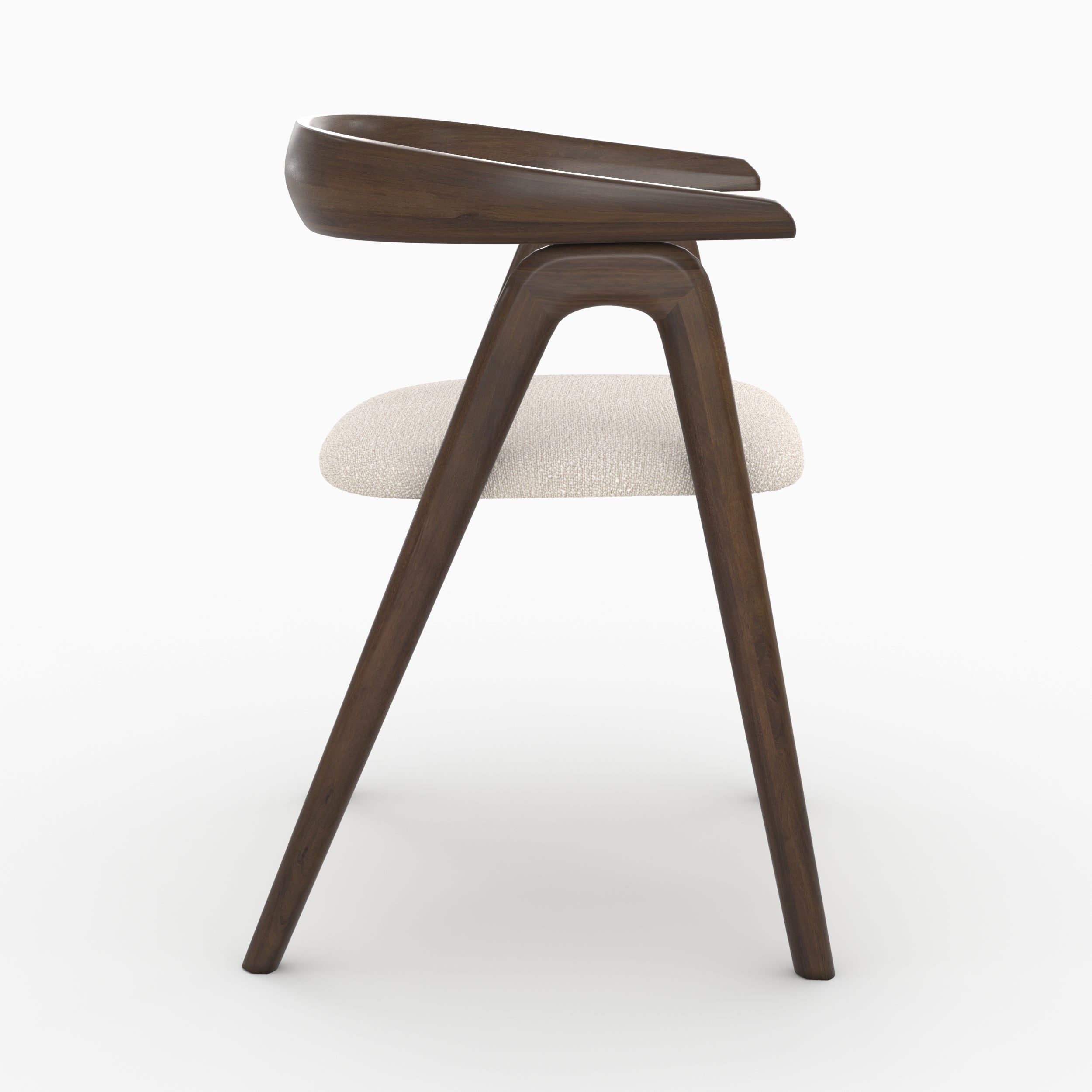 Hawa - Chair In Dark Rubberwood And Cream Bouclé Fabric