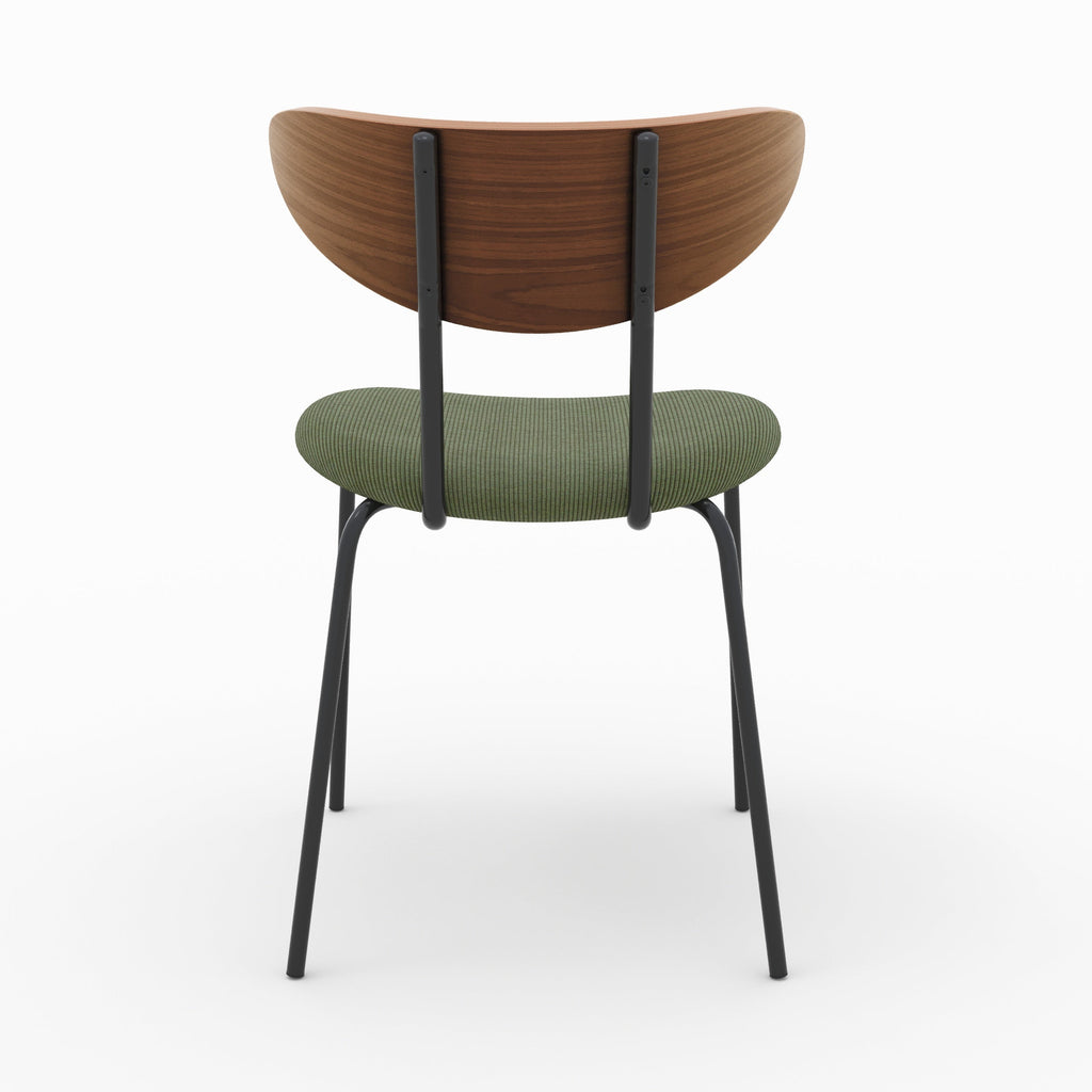 Jade - Set of 2 Chairs in Khaki Green Corduroy and Walnut Back