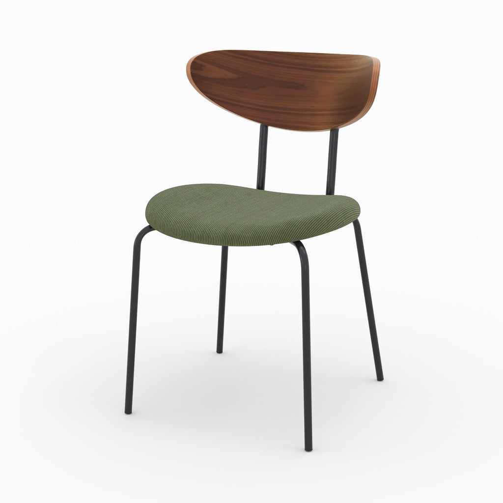 Jade - Set of 2 Chairs in Khaki Green Corduroy and Walnut Back