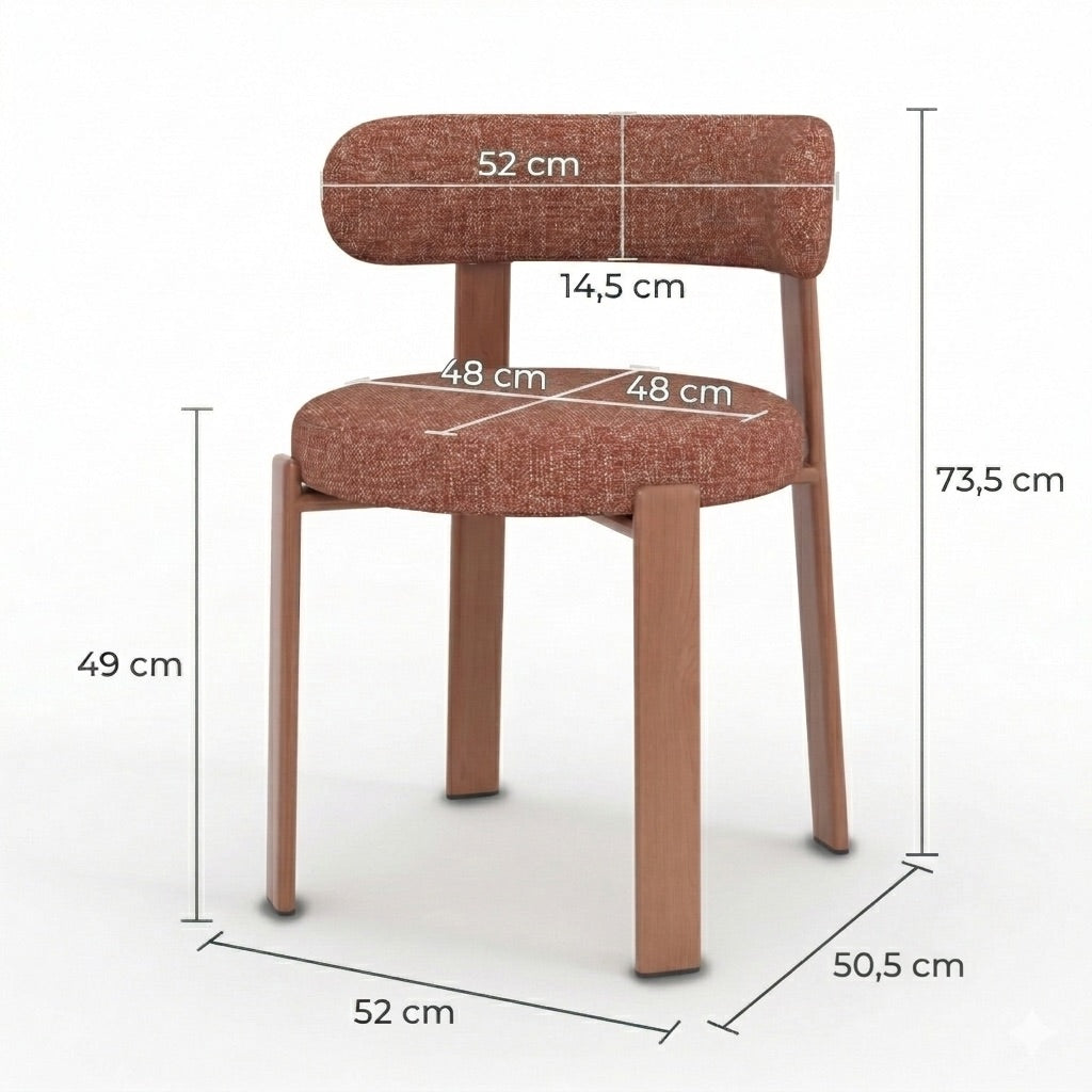 Aura - Lot De 2 Chaises En Tissu Texturé Brun Canelle, Pieds En Métal