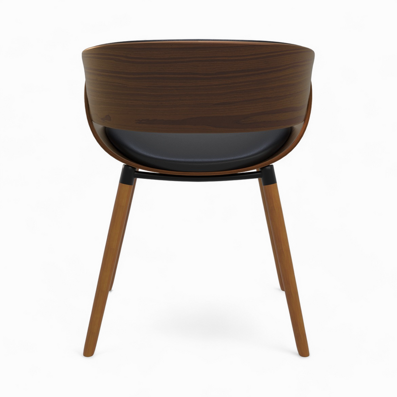 Polo - Chaise En Cuir Synthétique Noir Et Bois Plaqué Noyer