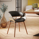 Polo - Chaise En Cuir Synthétique Noir Et Bois Plaqué Noyer