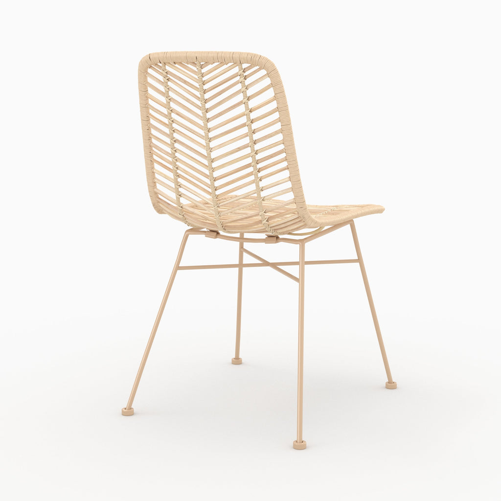 Tamara - Lot De 2 Chaises En Rotin Naturel Et Pieds Beiges