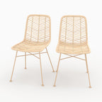 Tamara - Lot De 2 Chaises En Rotin Naturel Et Pieds Beiges