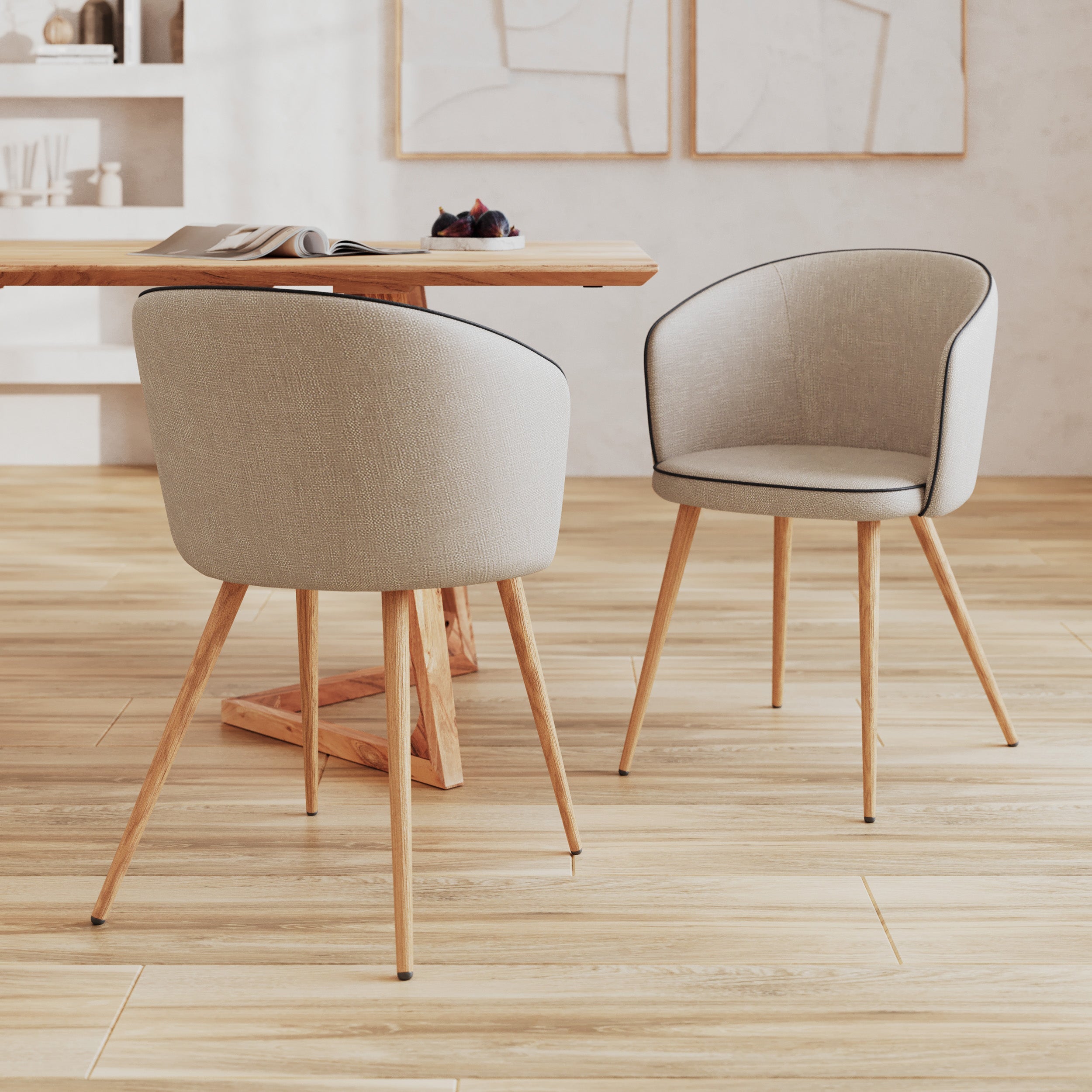 Chiara - Set of 2 Beige Fabric Chairs