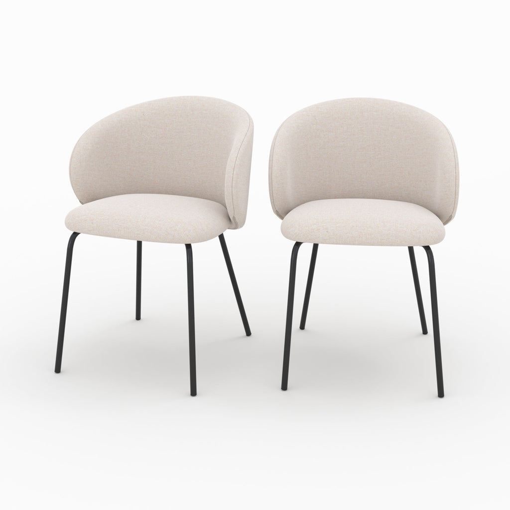 Victoria - Lot De 2 Chaises En Tissu Beige Et Pieds En Métal Noir