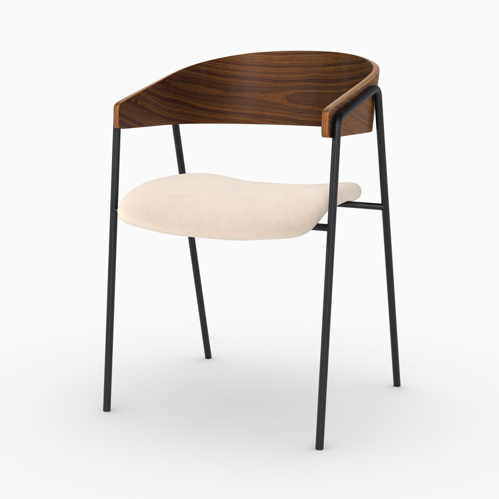 Esmée - Set of 2 Chairs in Off-White Velvet and Walnut Wood