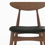 Josette - Set of 2 Chairs in Black Synthetic Leather and Rubberwood