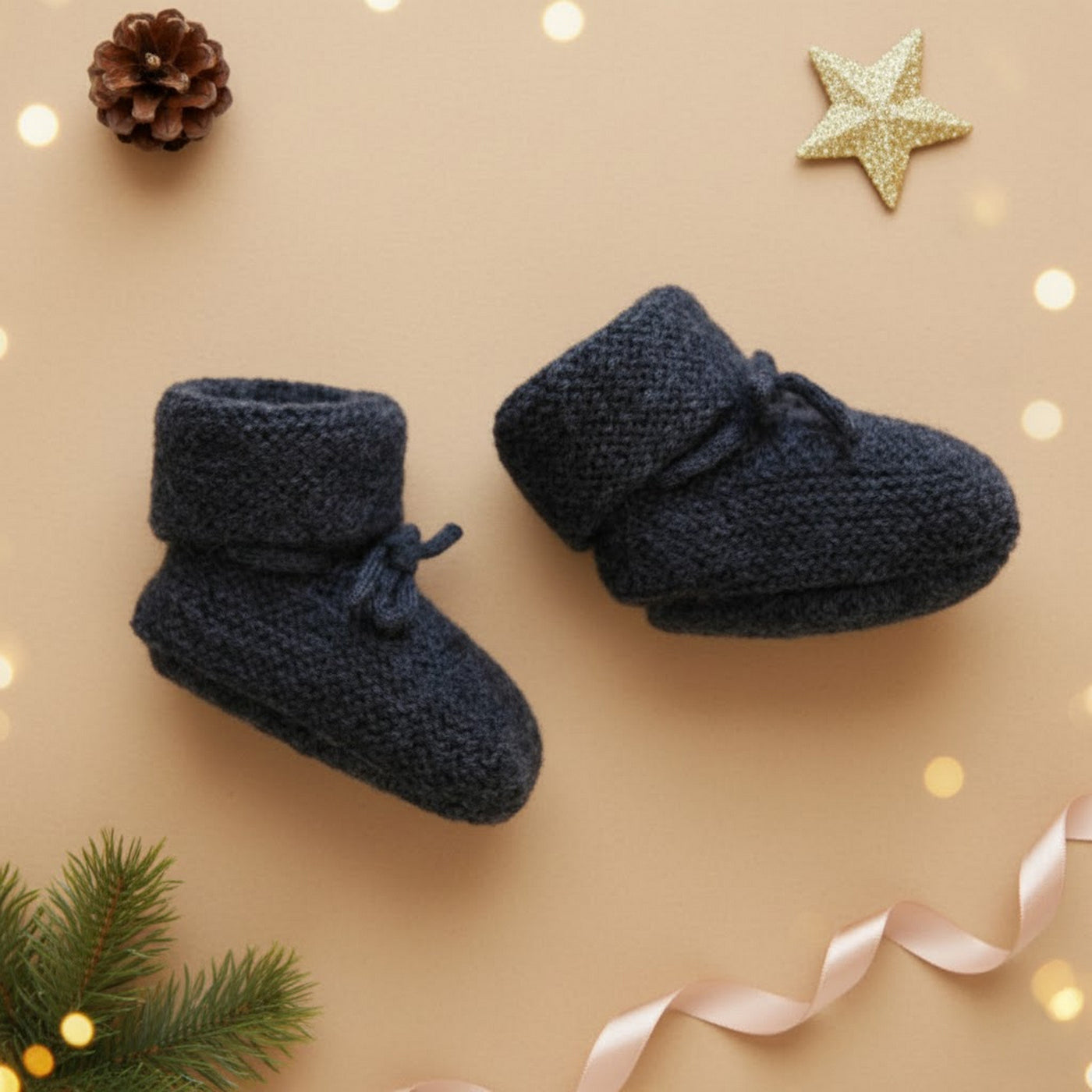 Eugene Heather Gray Tricot Slippers 100% Wool - Baby