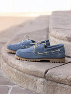 Scarpe da Barca con Suola Carrarmato in Camoscio Blu - Uomo