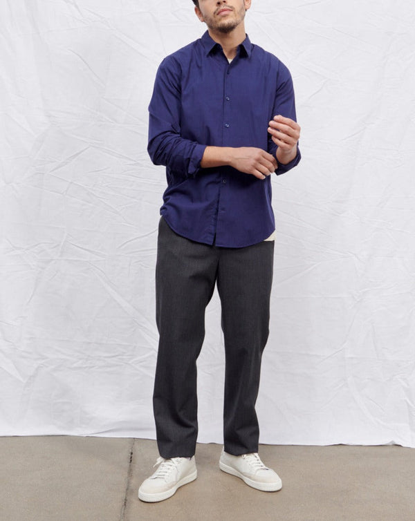Maison Standards - Maison Standars - Chemise John Popeline Pat - Bleu - Homme