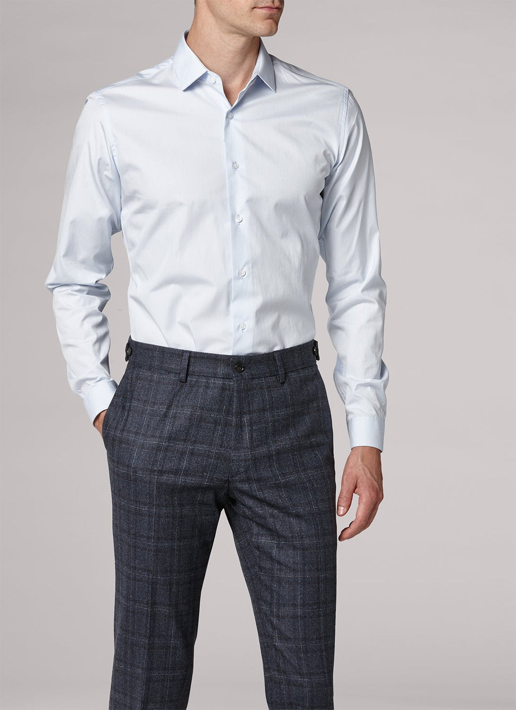 Fursac - Formal Plain Poplin Shirt Small Collar - Sky Blue