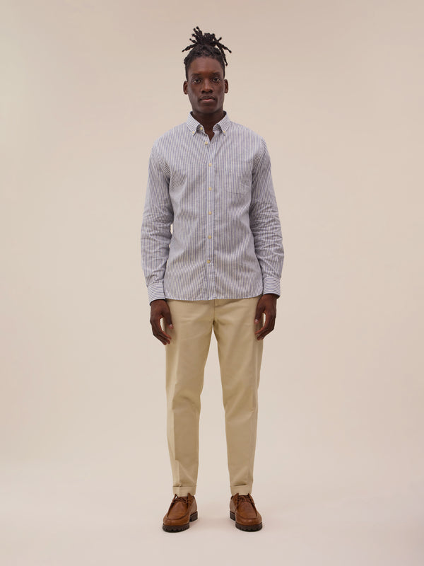 Camisa Ava - Rayas Blancas y Azul Celeste - Hombre