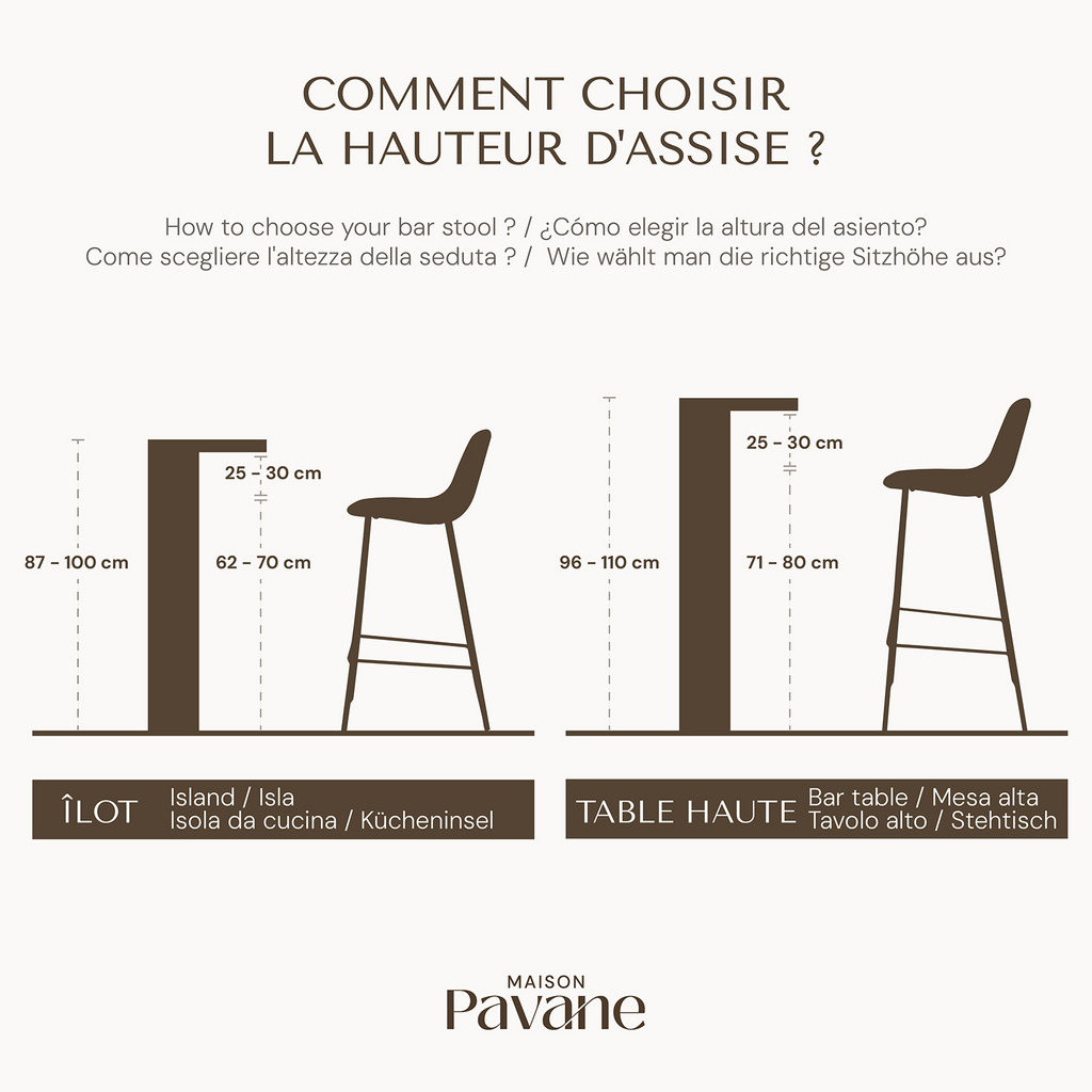Bento - Lot De 2 Chaises Pour Ilot Central, Tissu Texturé Écru Chiné