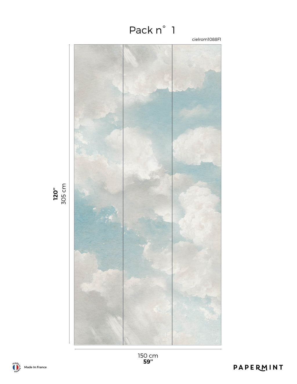 Fresque Ciel Romantique - Bleu Céruléen