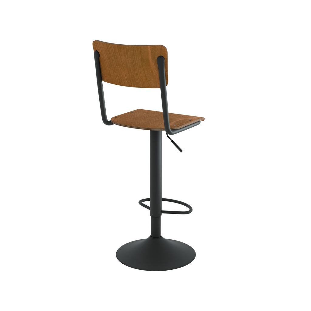 Clem - Juego de 2 sillas de bar regulables en madera oscura