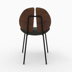 Coccinelle - Silla de terciopelo negro y madera de nogal