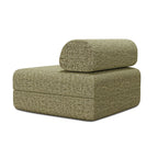 2-Seater Modular Sofa - Striped Outdoor Fabric - White and Anise Green