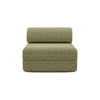 2-Seater Modular Sofa - Striped Outdoor Fabric - White and Anise Green